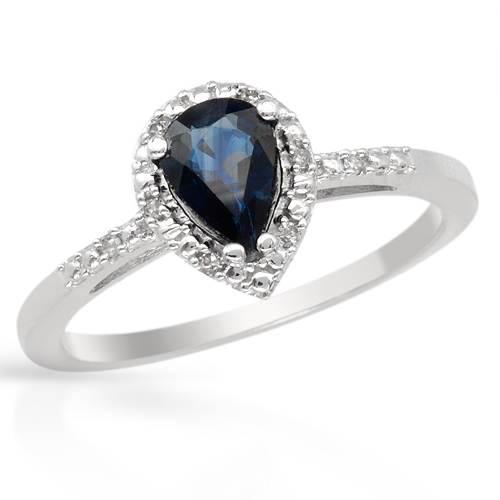 Zafírový prsteň z bieleho zlata s diamantmi Kaja