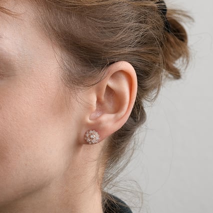 Strieborné náušnice kvety s lab-grown diamantmi Anstey