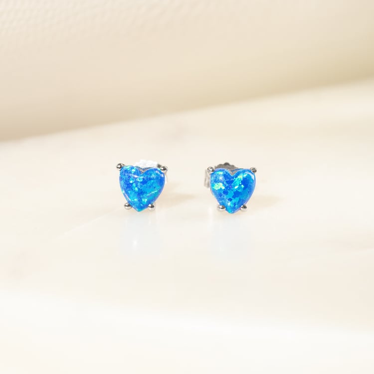 Modré opálové srdiečka v zlatých náušniciach Hettia 141568