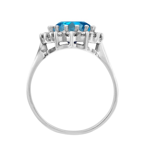 Prsteň s modrým topásom a diamantmi Zanite
