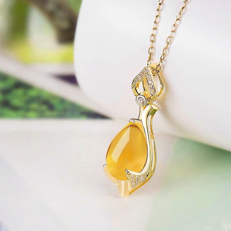 Náhrdelník s citrínom a diamantmi 18390