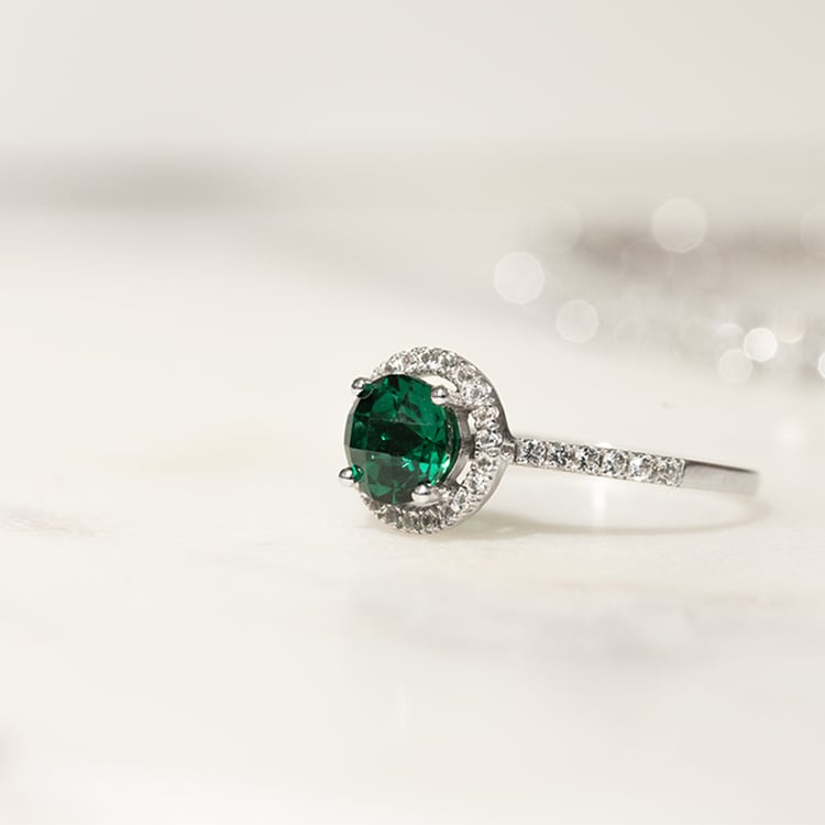 Prsteň zo zlata so smaragdom a bielymi topásmi Lalla 129967