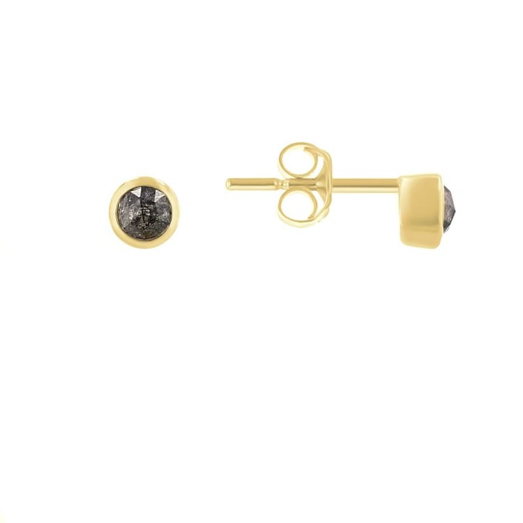 Jemné bezel náušnice so salt and pepper diamantmi Tofine 116683