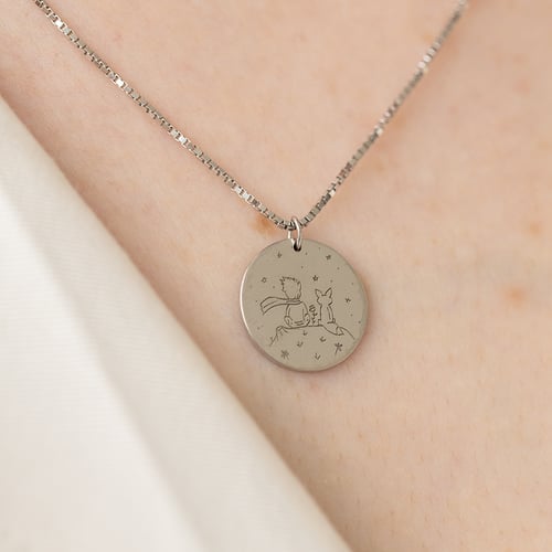 Platinový prívesok Malý princ s líškou a gravírom vašej voľby