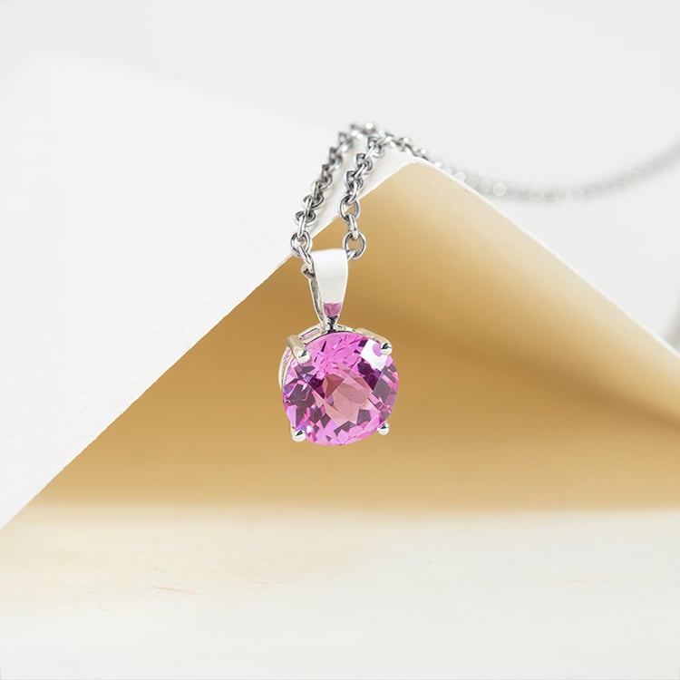 Ružový zafír v zlatom prívesku Atik 150088