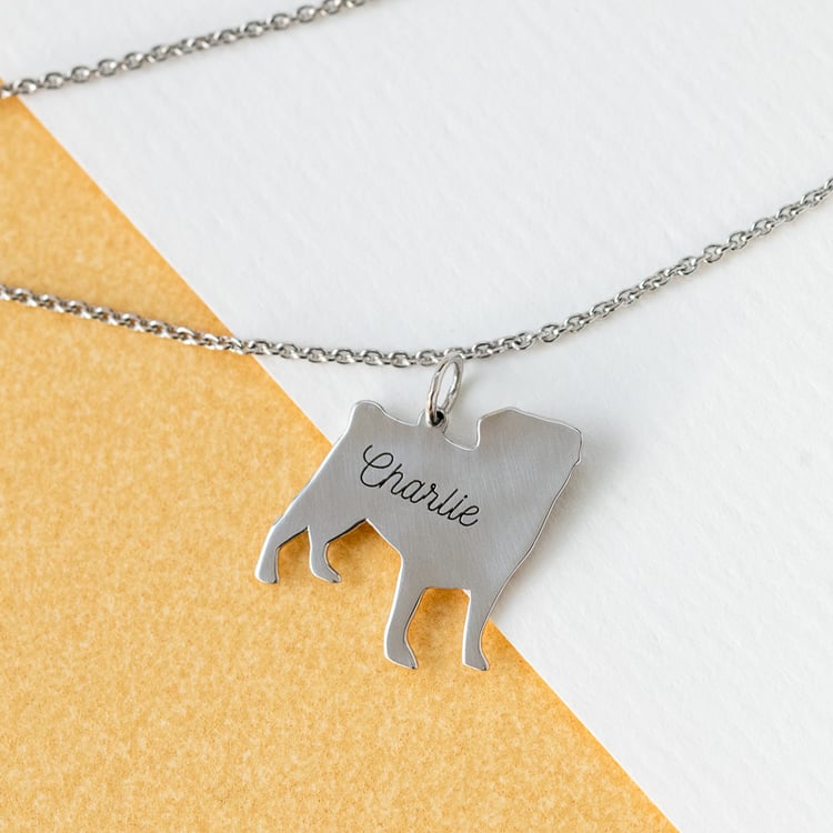 Prívesok v tvare psa s gravírom Pug 123109