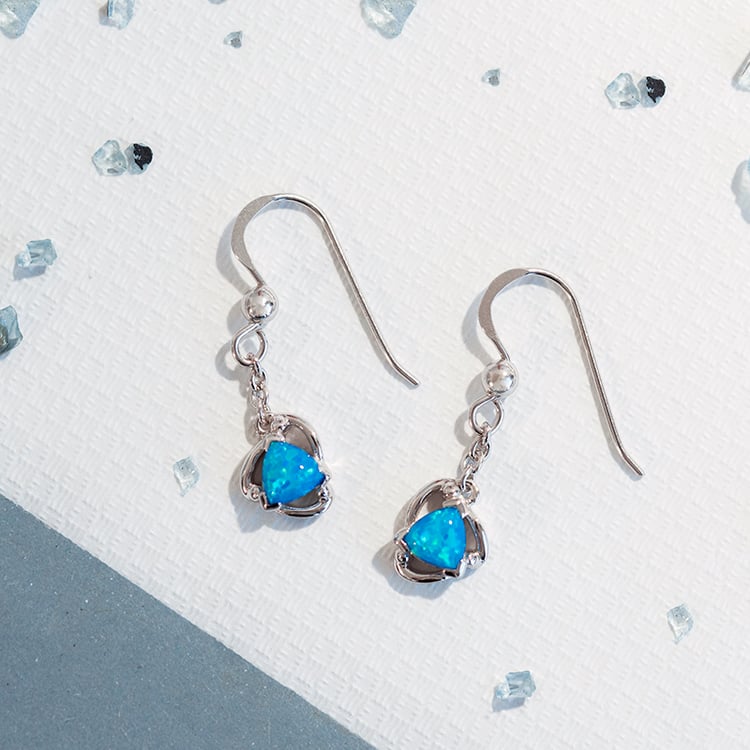 Strieborné visiace náušnice s modrými opálmi Azar 109310