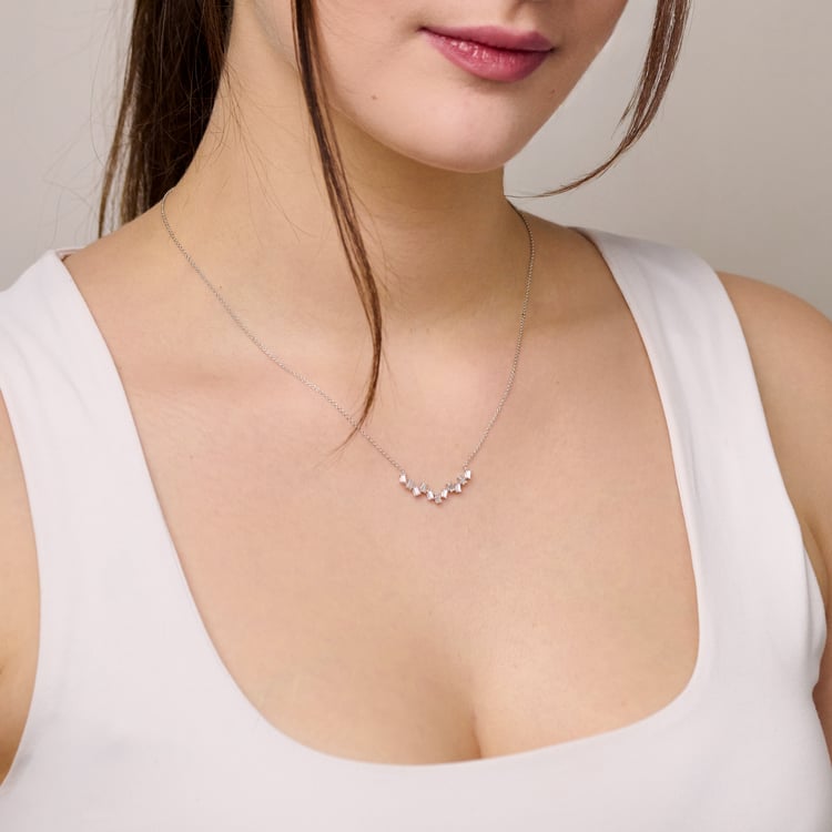 Moderný zlatý náhrdelník s baguette lab-grown diamantmi Parvati 165420