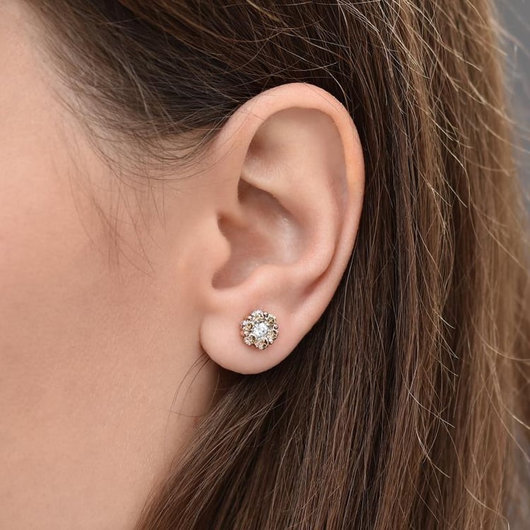 Zlaté diamantové náušnice 42689