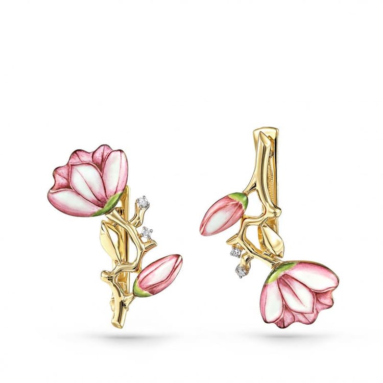 Zlaté náušnice s enamelom 42580