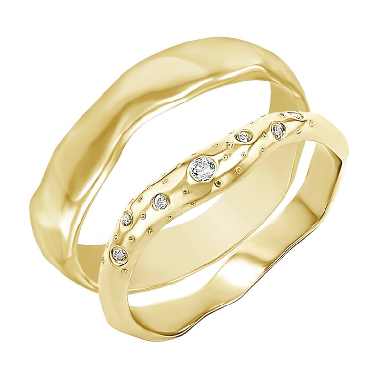 Nepravidelné zlaté svadobné obrúčky s diamantmi Parnell 153513