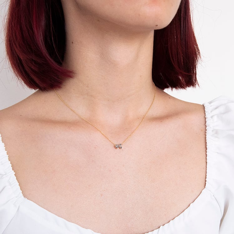 Strieborný cluster náhrdelník so salt and pepper diamantmi Millie 116157