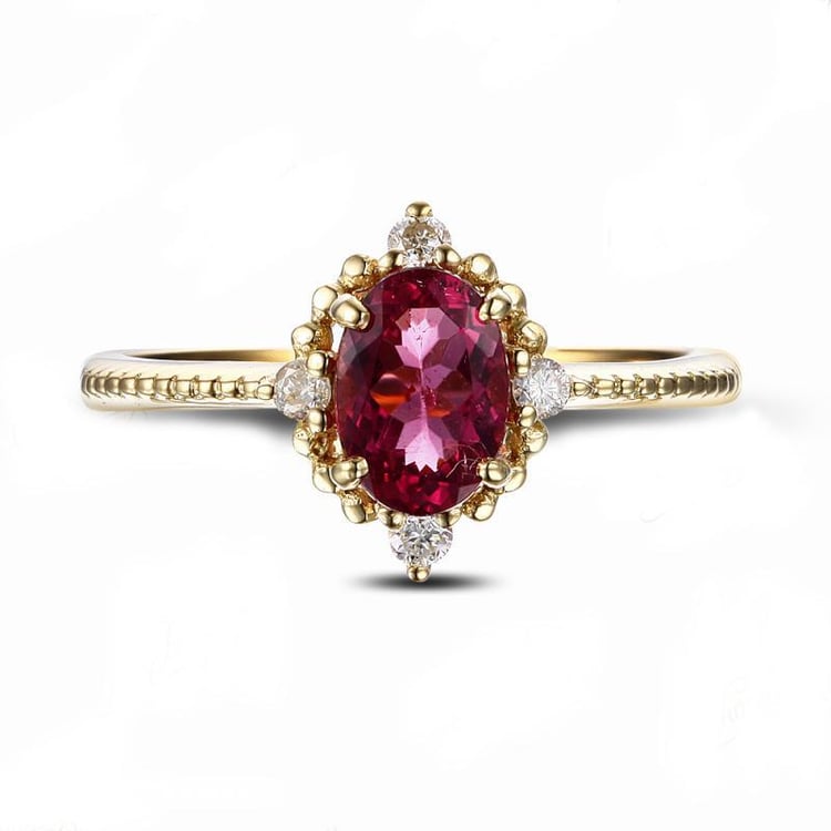 Zlatý turmalínový prsten s diamantmi 6131