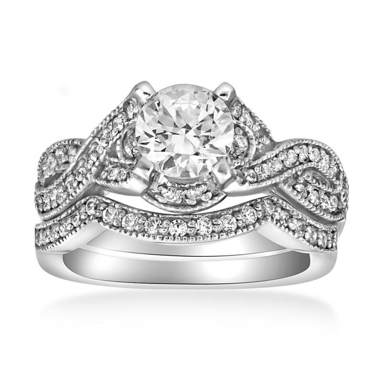 Zásnubný a snubný set z bieleho zlata