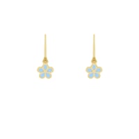 Zlaté detské náušnice s modrými kvietkami Keeley