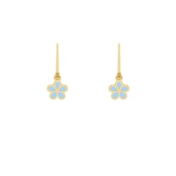 Zlaté detské náušnice s modrými kvietkami Keeley