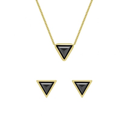 Zlatá kolekcia šperkov s čiernymi triangle diamantmi Ofrea