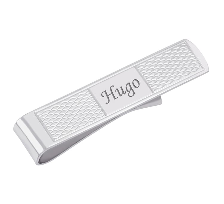 Strieborna spona na peniaze s gravírom Blahe