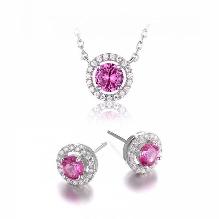 Strieborná kolekcia s ružovými zafírmi Piet