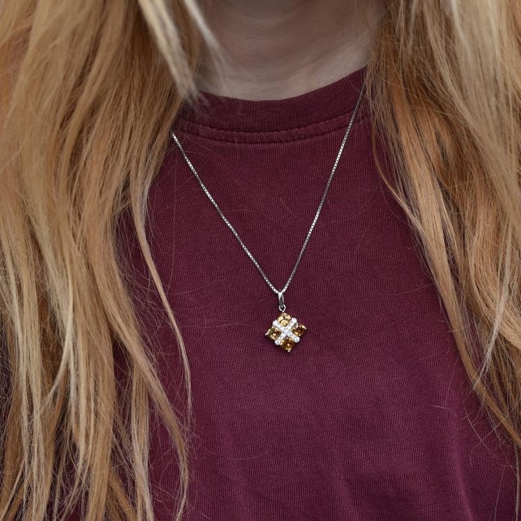 Strieborný náhrdelník s citrínmi 30466