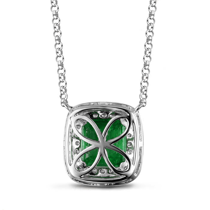 Zlatý náhrdelník so smaragdom a diamantmi 3651