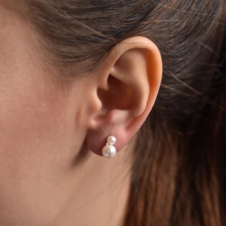 Štýlové dvojité perlové náušnice 38079