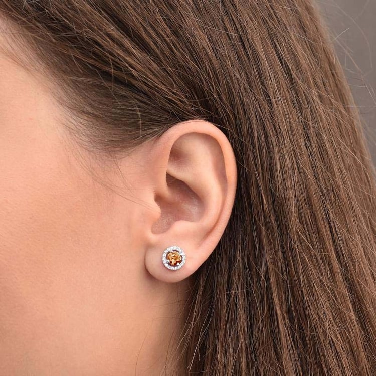 Iskrivé citríny ukryté v zlatých náušniciach s topásmi Lutfi 108276