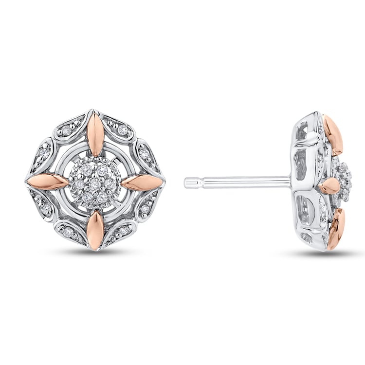 Diamantové náušnice z kombinovaného zlata 50088