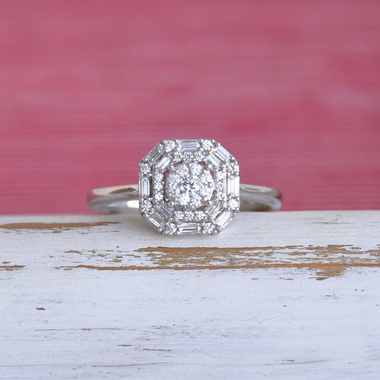 Halo prsteň z bieleho zlata 85282