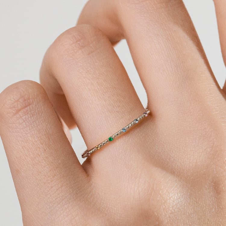 Minimalistický prsteň s drahokamami podľa vášho výberu Tess 165054