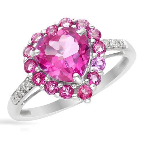 Prsteň s topásmi a diamantmi z bieleho zlata