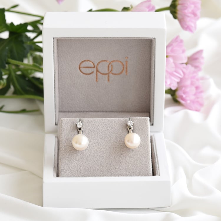 Strieborné náušnice 2v1 s perlami 83577