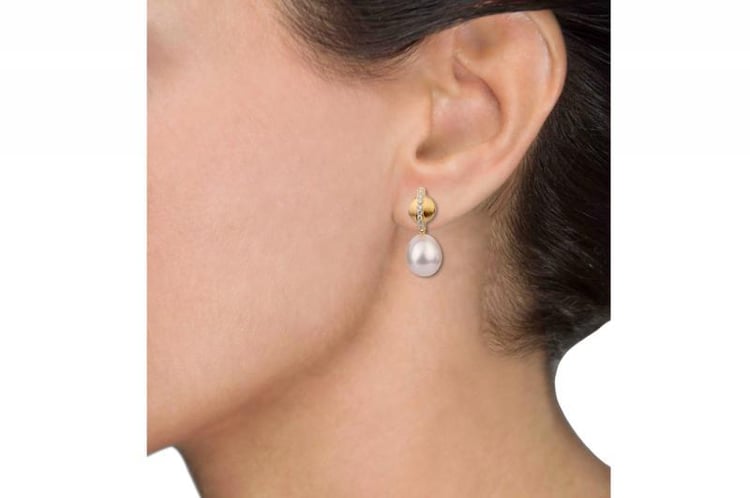 Zlaté náušnice s diamantmi a perlami 54194