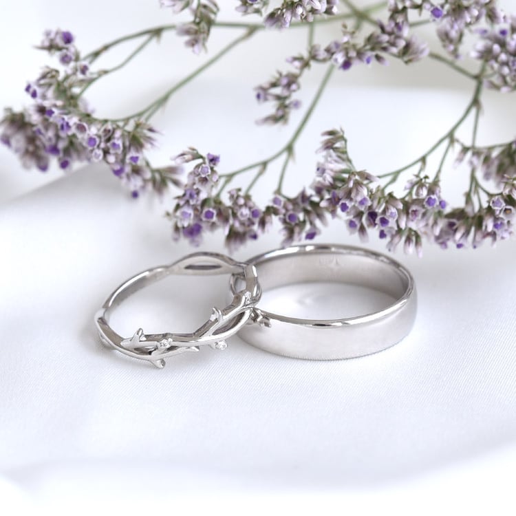 Prsteň v tvare vetvičiek s lab-grown diamantmi a komfortný prsteň Elly 105840