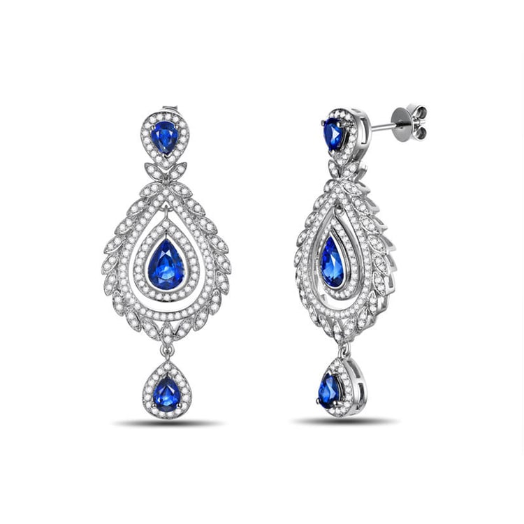 Zlaté náušnice so zafírmi 7678