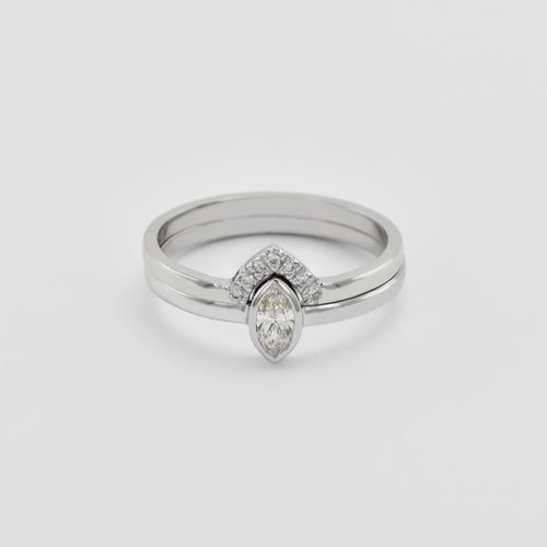 Zlatý zásnubný set prsteňov s marquise certifikovaným diamantom Wiale