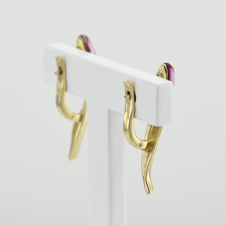 Zlaté tulipánové náušnice s enamelom 48954