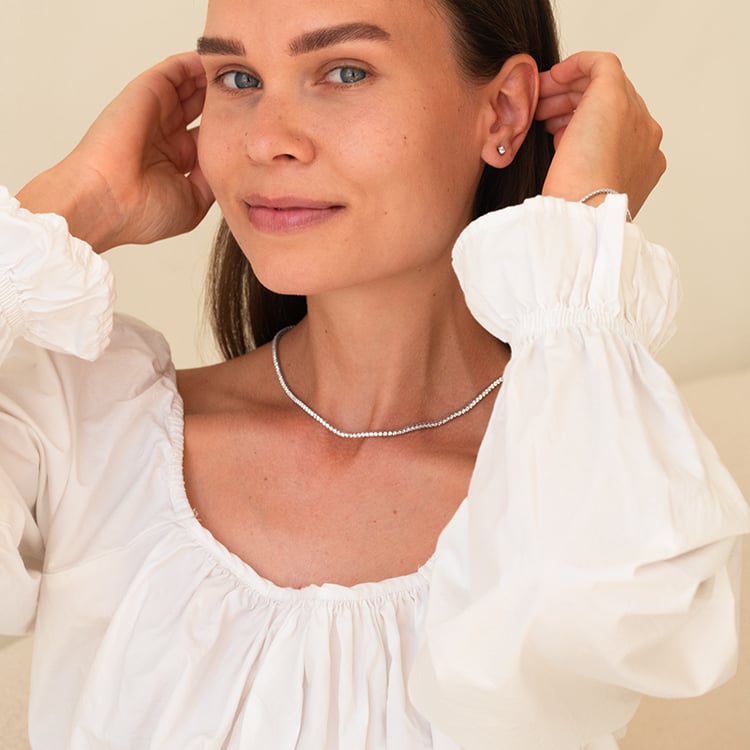 Zlatý tenisový náhrdelník s lab-grown diamantmi Austin 143344