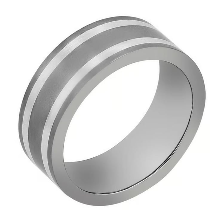 Titánový prsteň zdobený striebrom Zubair