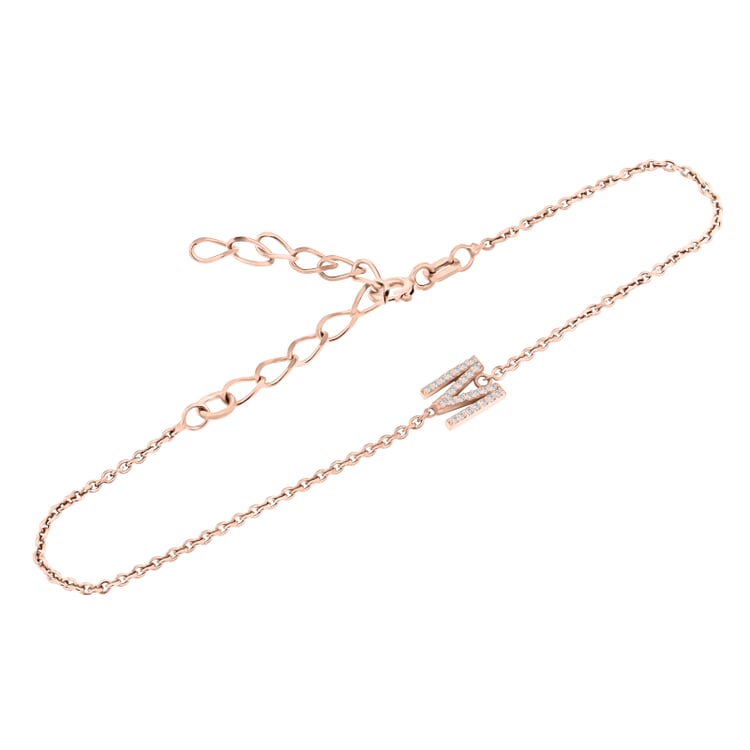 Strieborný náramok s písmenkom a lab-grown diamantmi Ainslee 152298