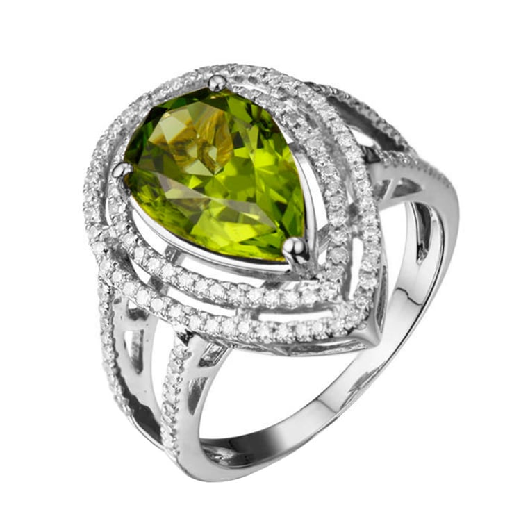 Honosný prsteň zo žltého zlata s olivínom CeCe 90545