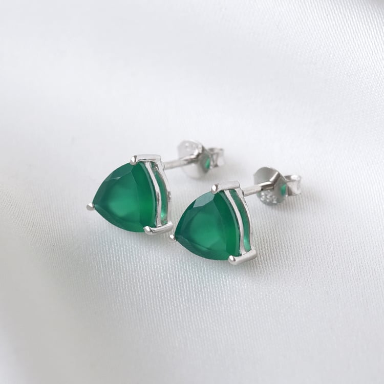 Strieborné náušnice so zelenými ónyxmi 78672