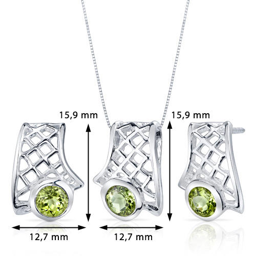 Olivínová kolekcia náušnic a prívesku 3595