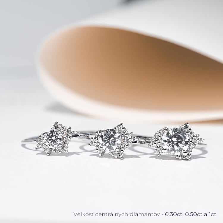 Atypický cluster zásnubný prsteň s lab-grown diamantmi Loreine 128188