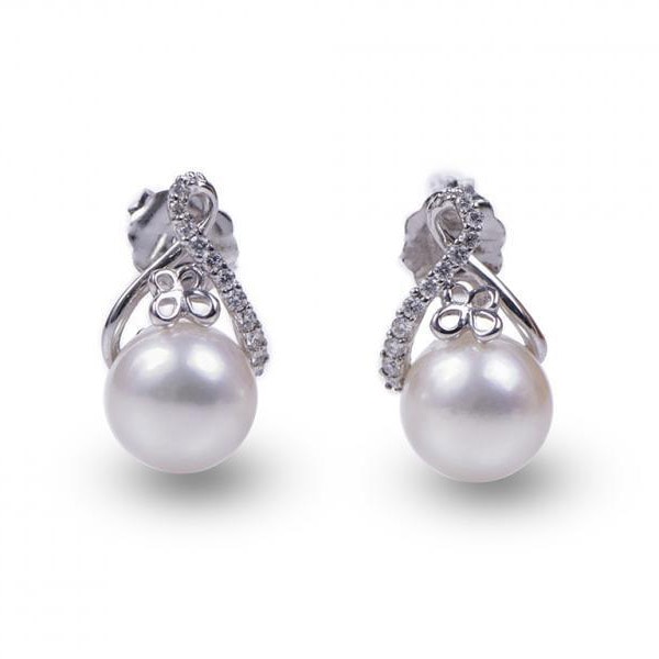 Perlové náušnice s diamantmi Felicy