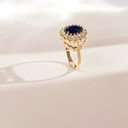 Prsteň s modrým zafírom a diamantmi Zanite