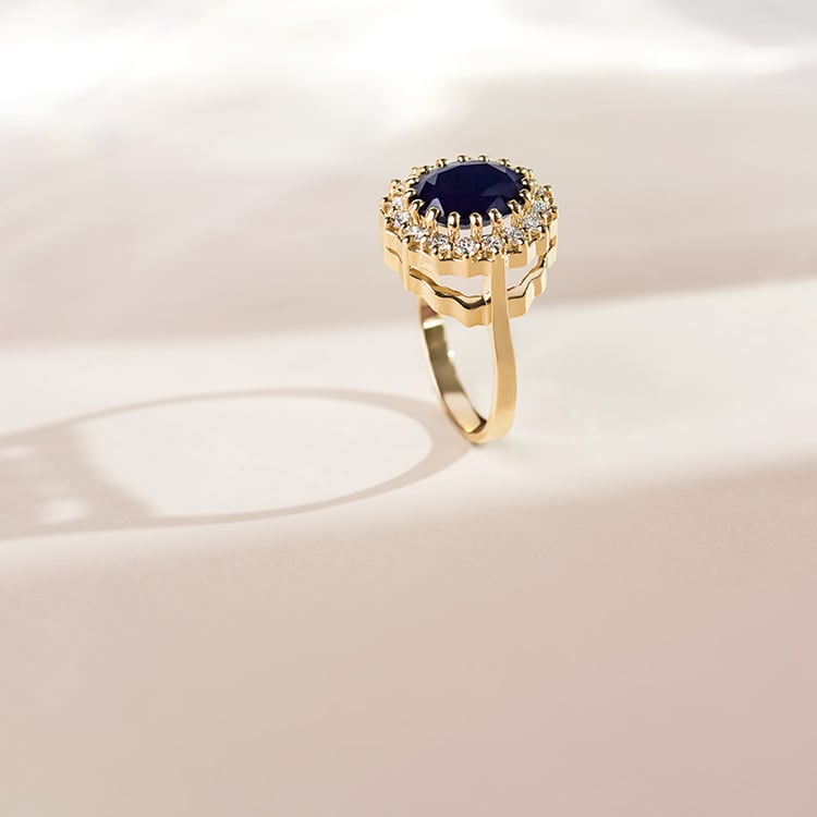 Prsteň s modrým zafírom a diamantmi Zanite 155226