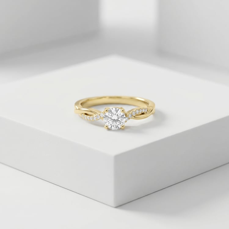 Zásnubný prepletaný prsteň s postrannými lab-grown diamantmi Ljube 167652