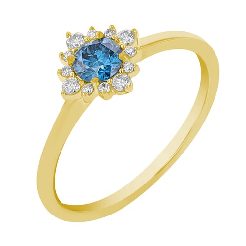 Zásnubný prsteň s certifikovaným fancy blue lab-grown diamantom Kascha
