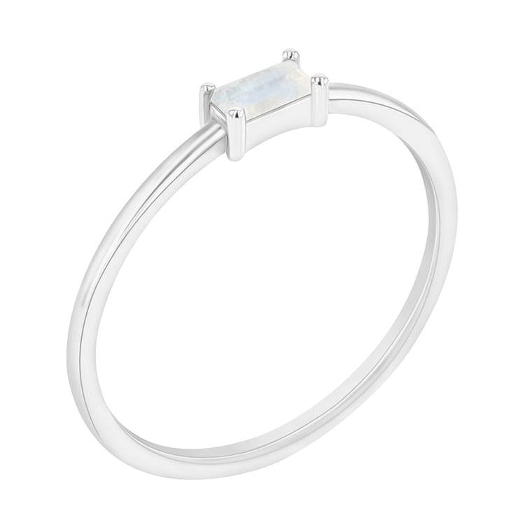 Prsteň s mesačným kameňom baguette tvaru 90094